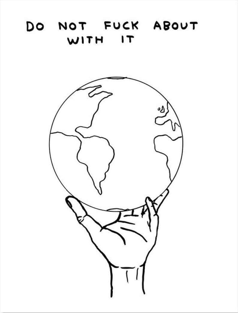 Original David Shrigley Limited Edition Print   Do Not F*Ck About With It   The World, Earth, Environmentalism Poster