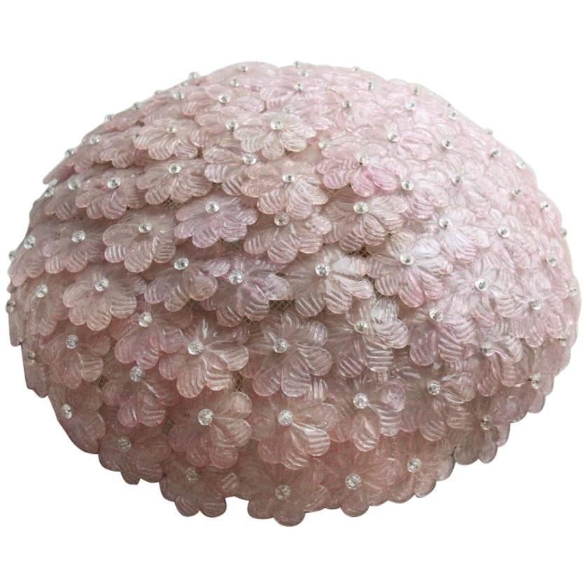 Ceiling Lamp Bunch Of Flowers Murano Art Glass, 1940s Mid Century Modern 