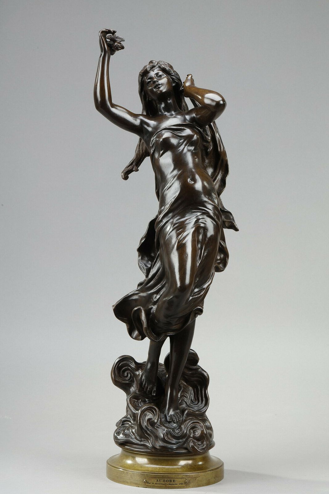 "L'aurore" (Dawn): Shaded Brown Red Patina Bronze Proof, After Hippolyte Moreau photo furniture