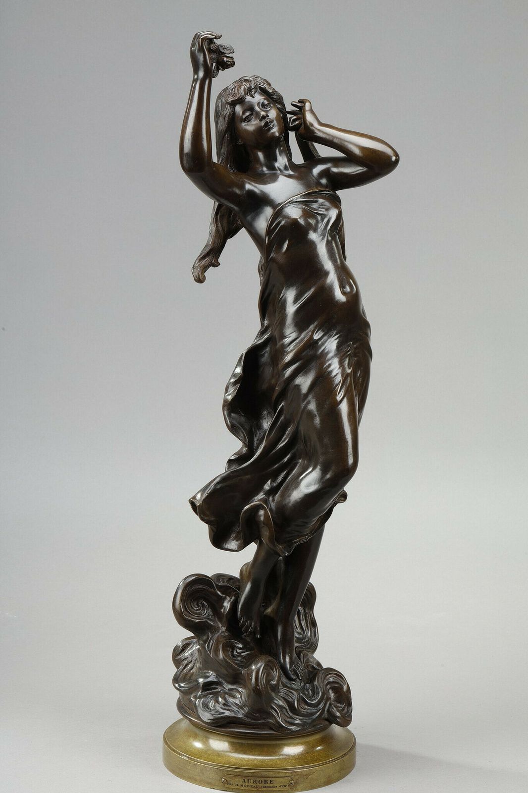 "L'aurore" (Dawn): Shaded Brown Red Patina Bronze Proof, After Hippolyte Moreau photo for sale