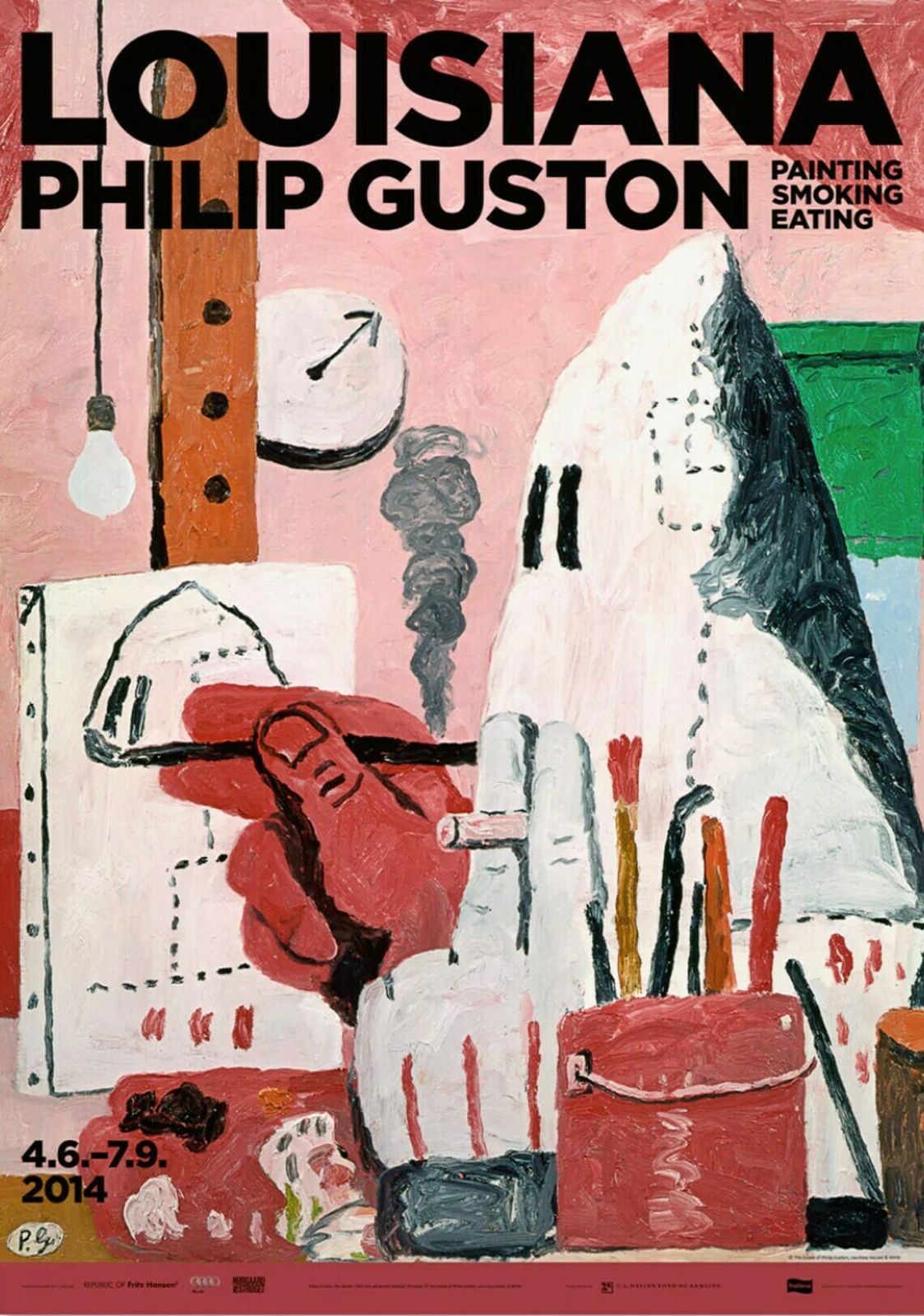 Original Philip Guston Exhibition Poster  The Studio  Painting Smoking Eating  Authentic Museum Print