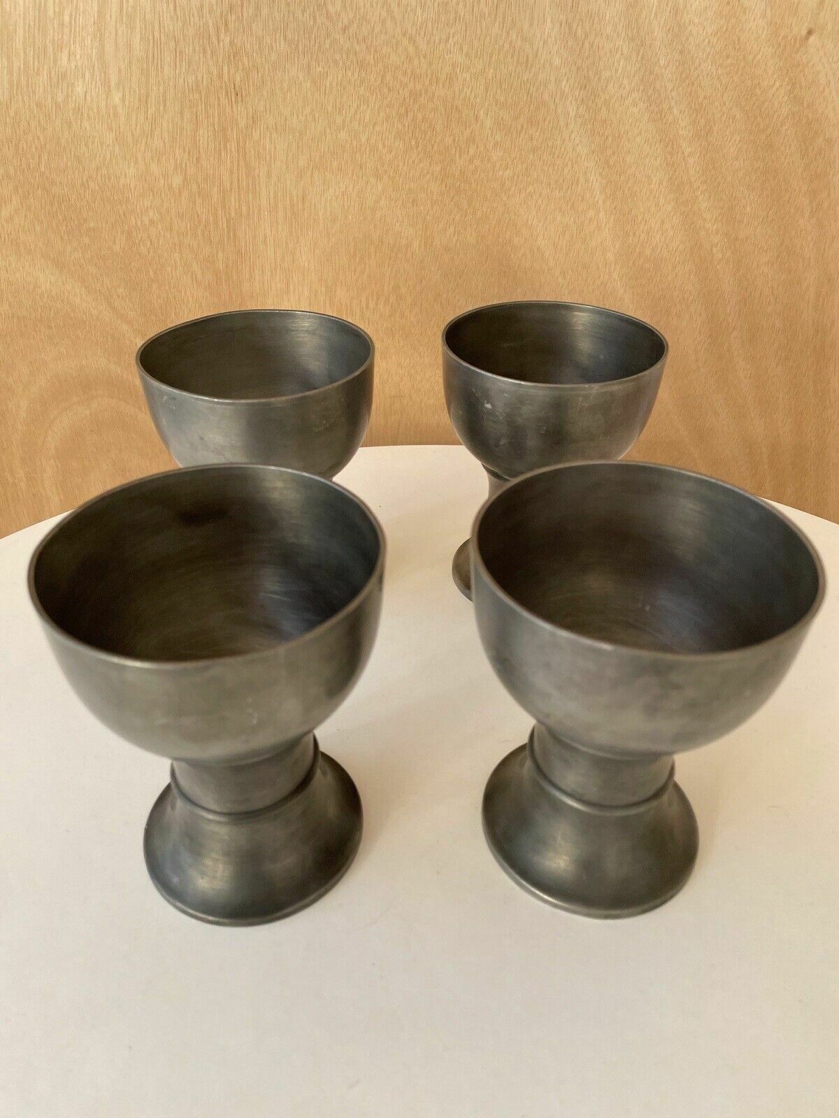 Set Of 4 Mid Century Swiss Pewter Goblets From A Jeger Basel Switzerland photo 50.0