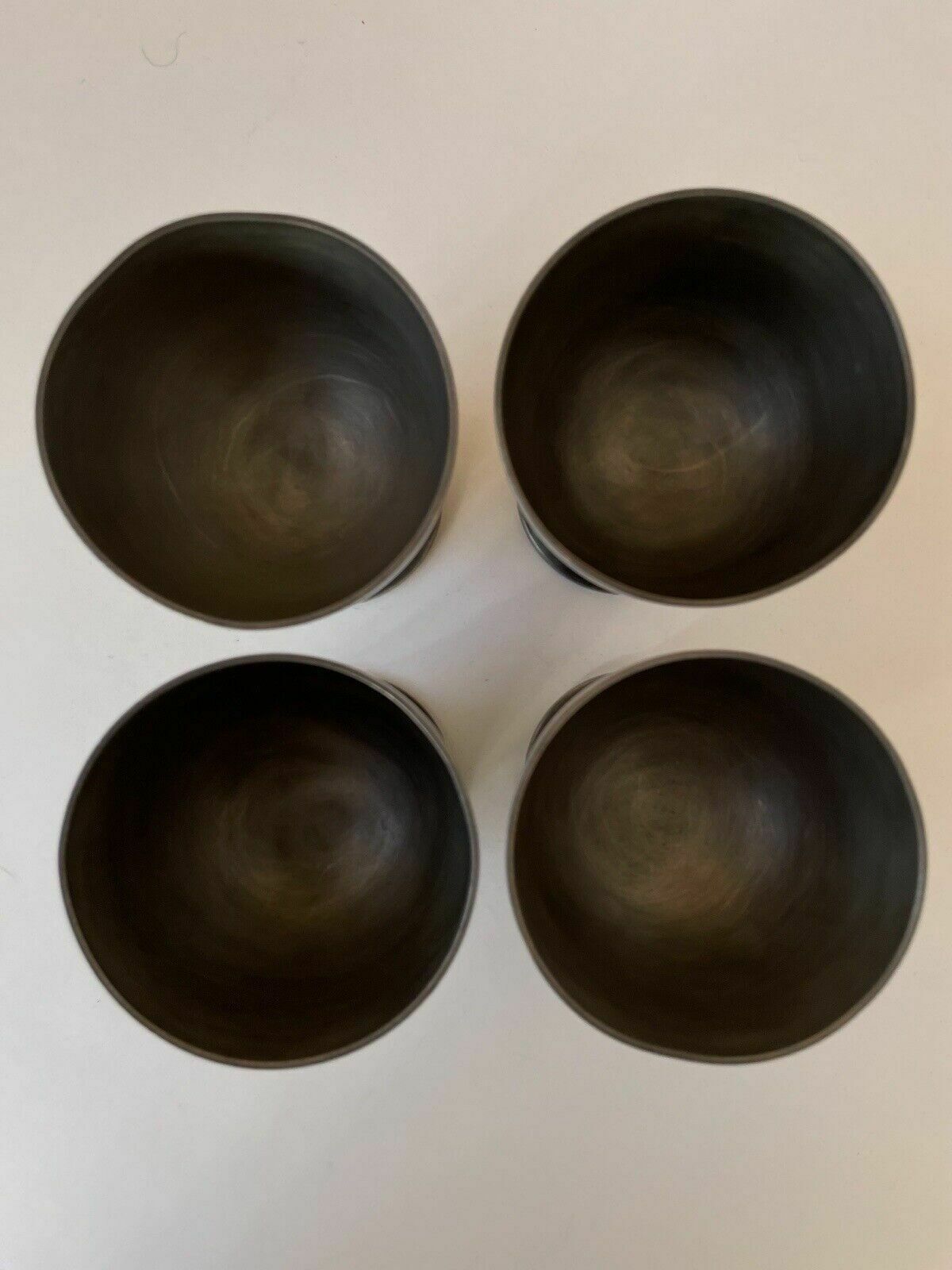 photo for sale Set Of 4 Mid Century Swiss Pewter Goblets From A Jeger Basel Switzerland