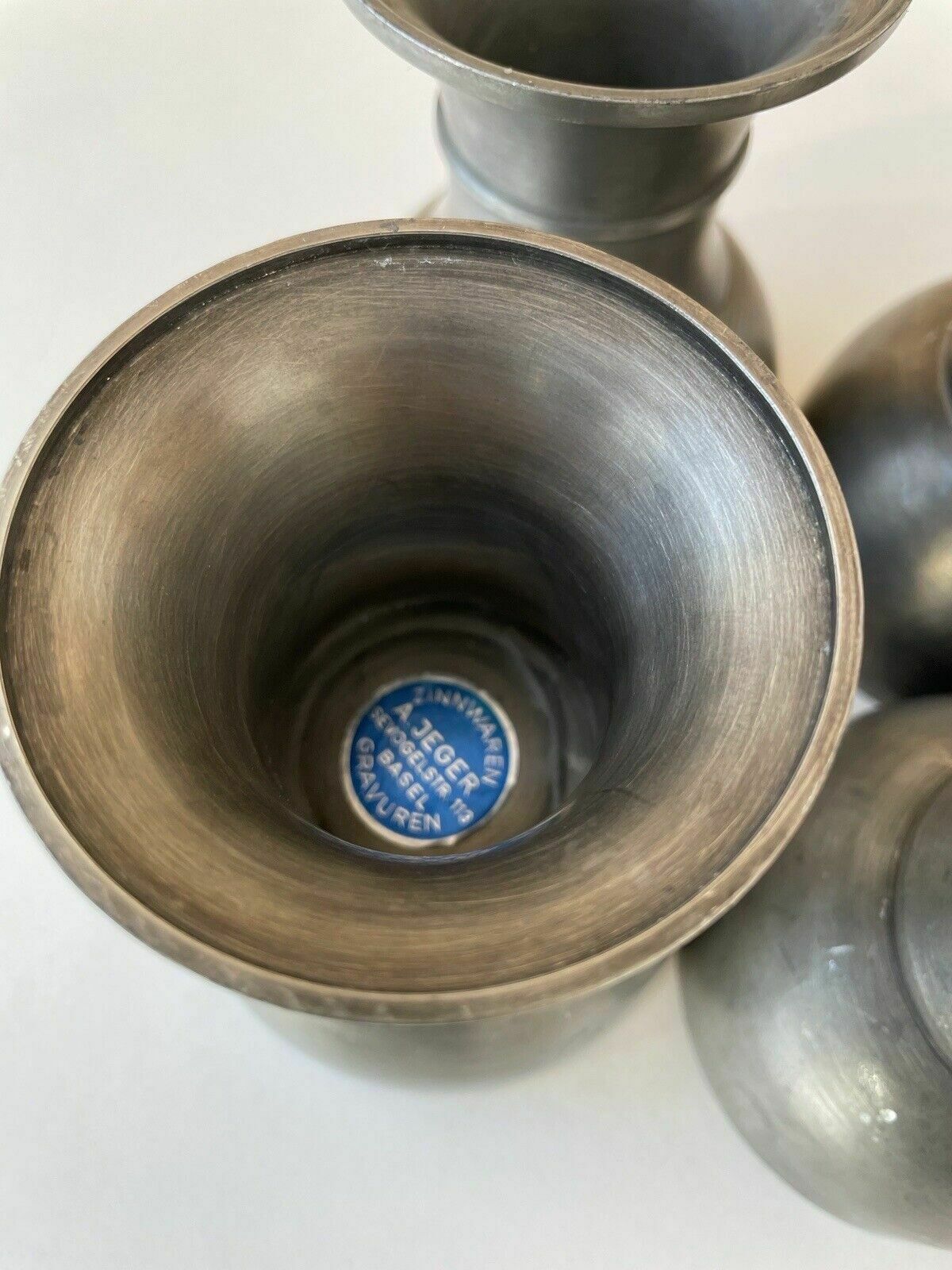 photo buy Set Of 4 Mid Century Swiss Pewter Goblets From A Jeger Basel Switzerland