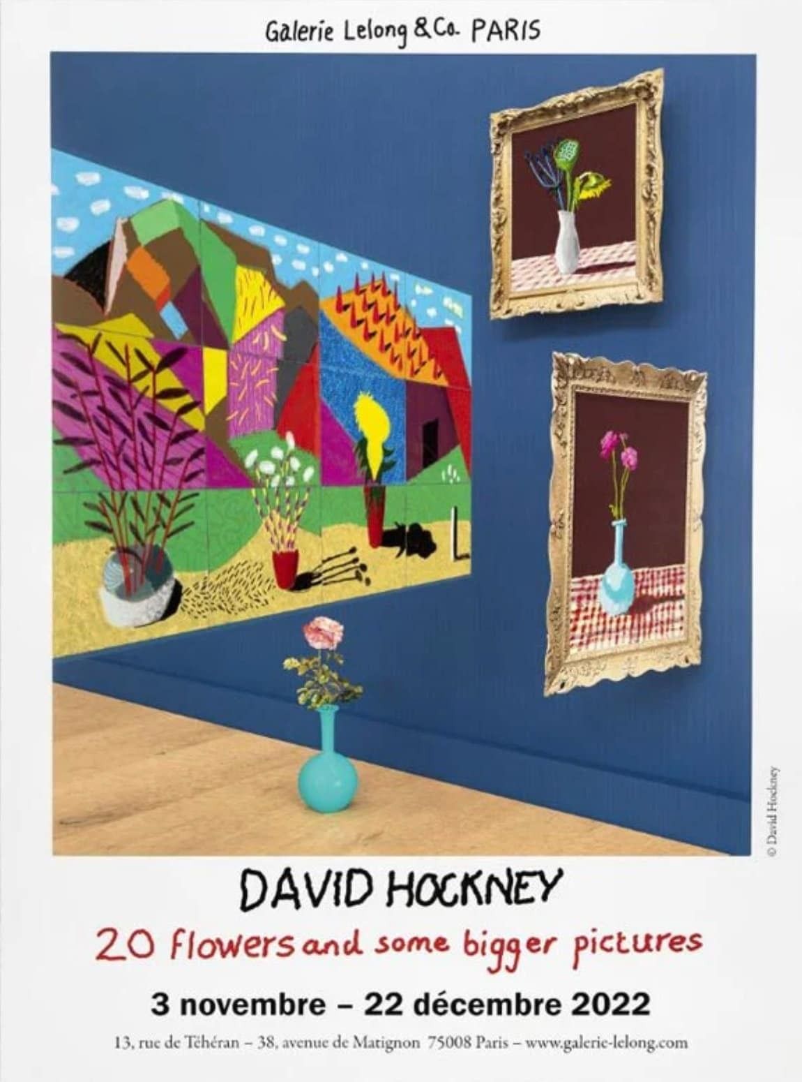 Original David Hockney Exhibition Poster   20 Flowers And Some Bigger Pictures   Museum Print Paris