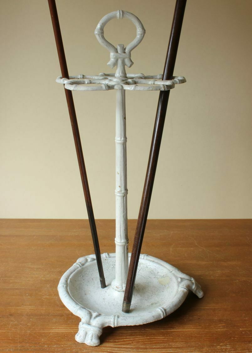 French Country House Cast Iron Faux Bamboo Umbrella Stick Stand. C1880.