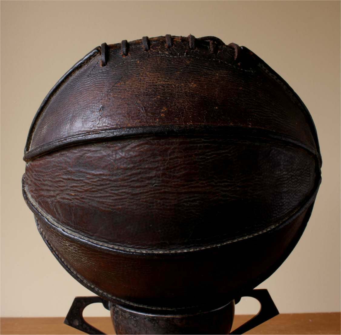 Antique 8 Panel Laced Leather Basketball. Spalding Outseam Ball. C1915. photo Home Decor