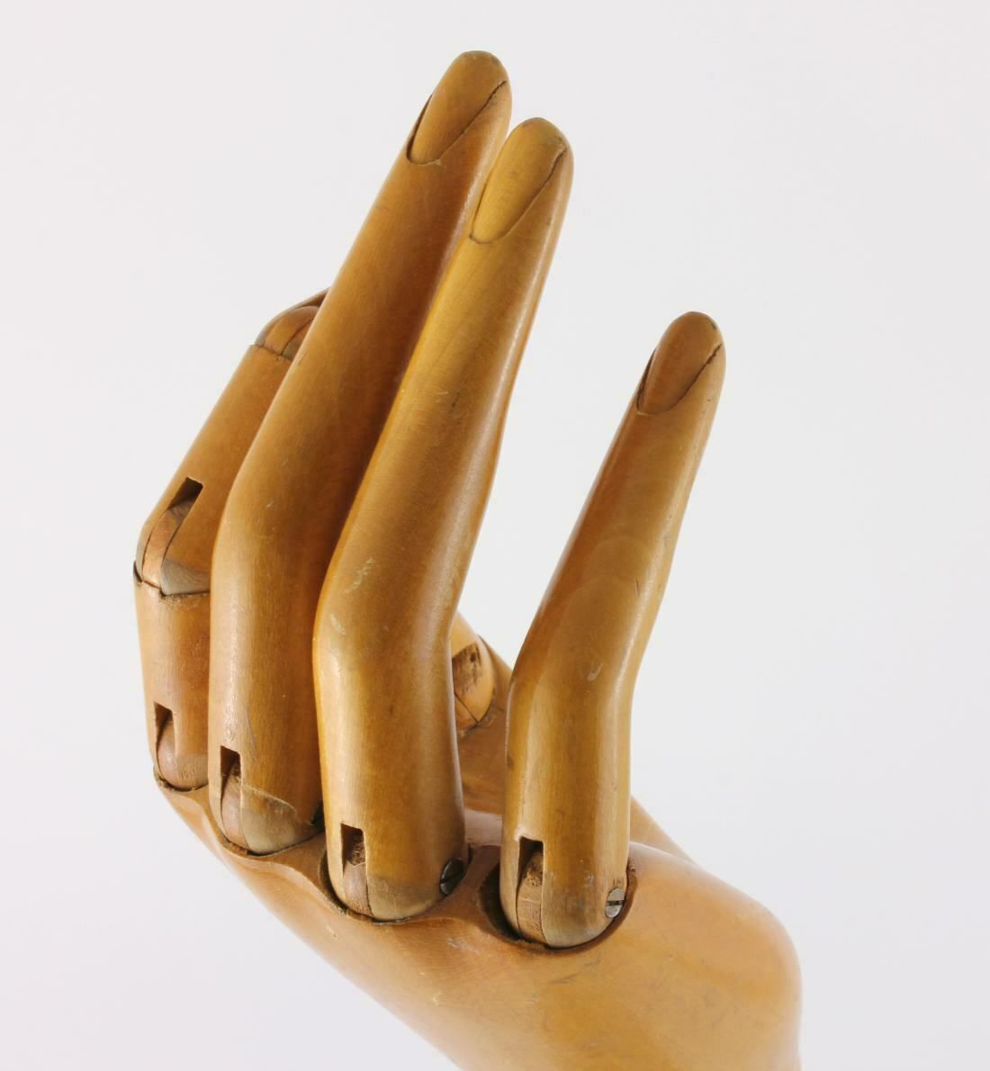 Art Articulated Mannequin Hand Glove Stand. Wood Jointed Finger Ring Display. photo
