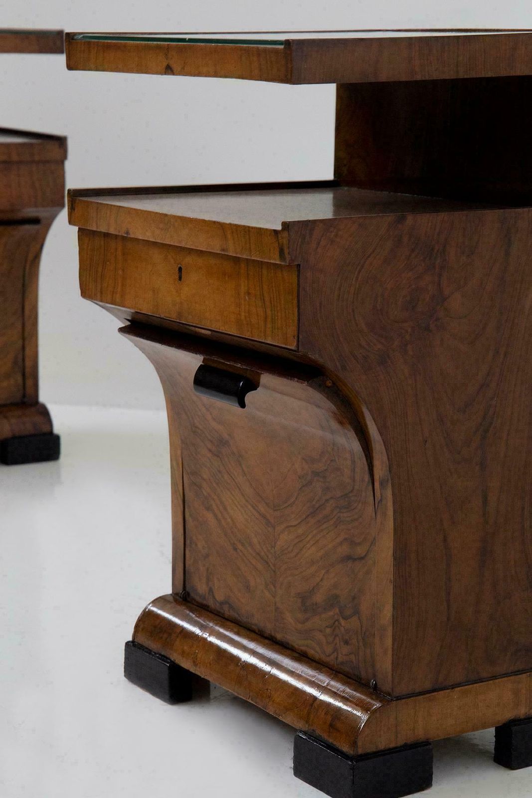 Pair Of Italian Art Deco Bedside Tables In Briarwood photo Furniture