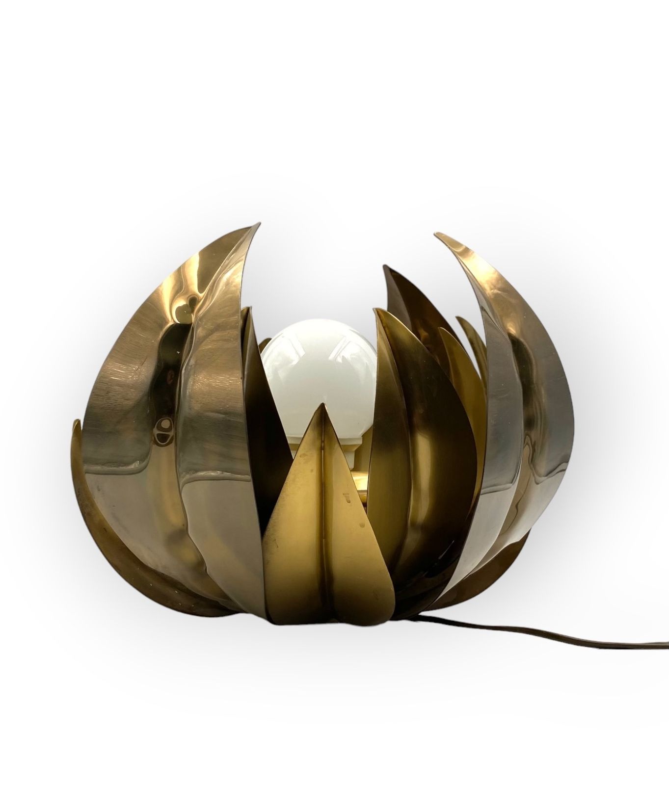 Lotus Flower Brass Floor/Table Lamp, Attr. Bottega Gadda, Italy, 1970 photo buy