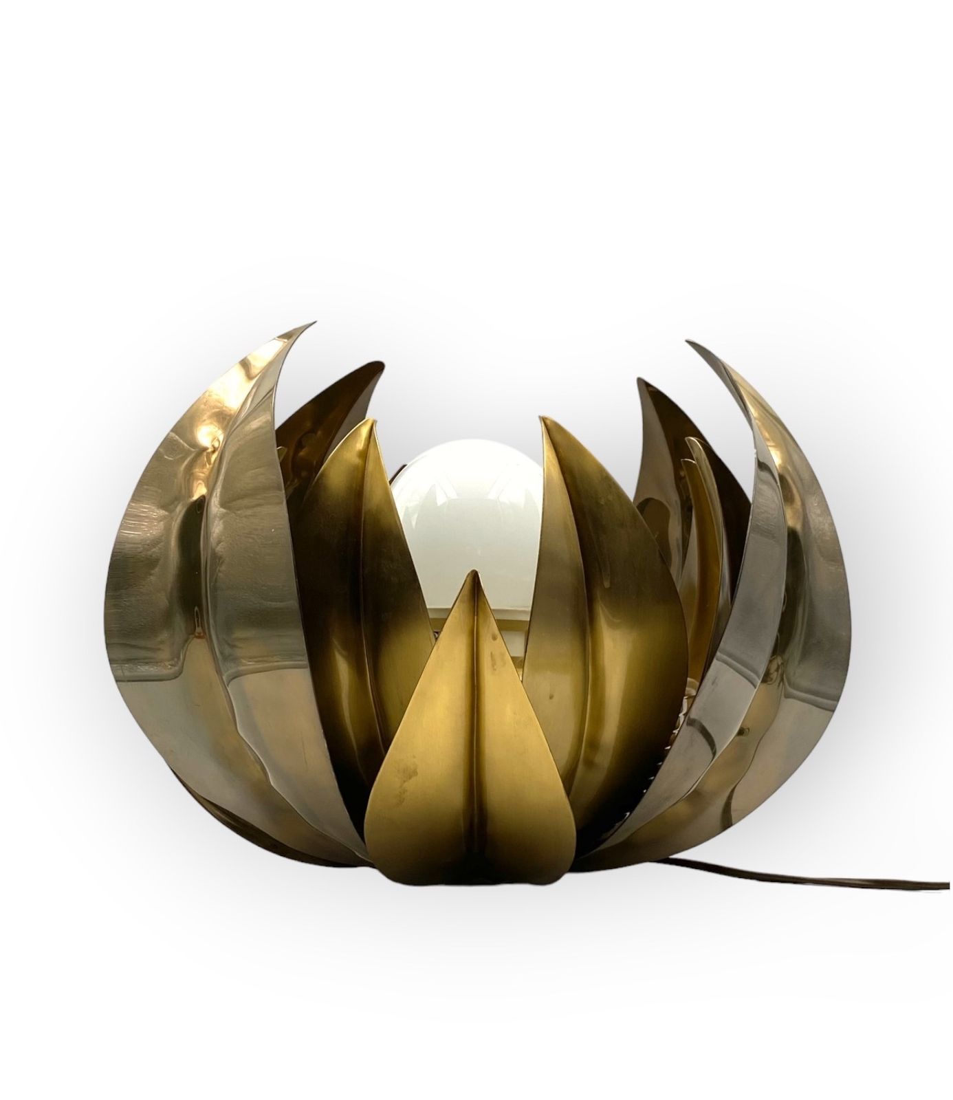 Lotus Flower Brass Floor/Table Lamp, Attr. Bottega Gadda, Italy, 1970 photo vintage