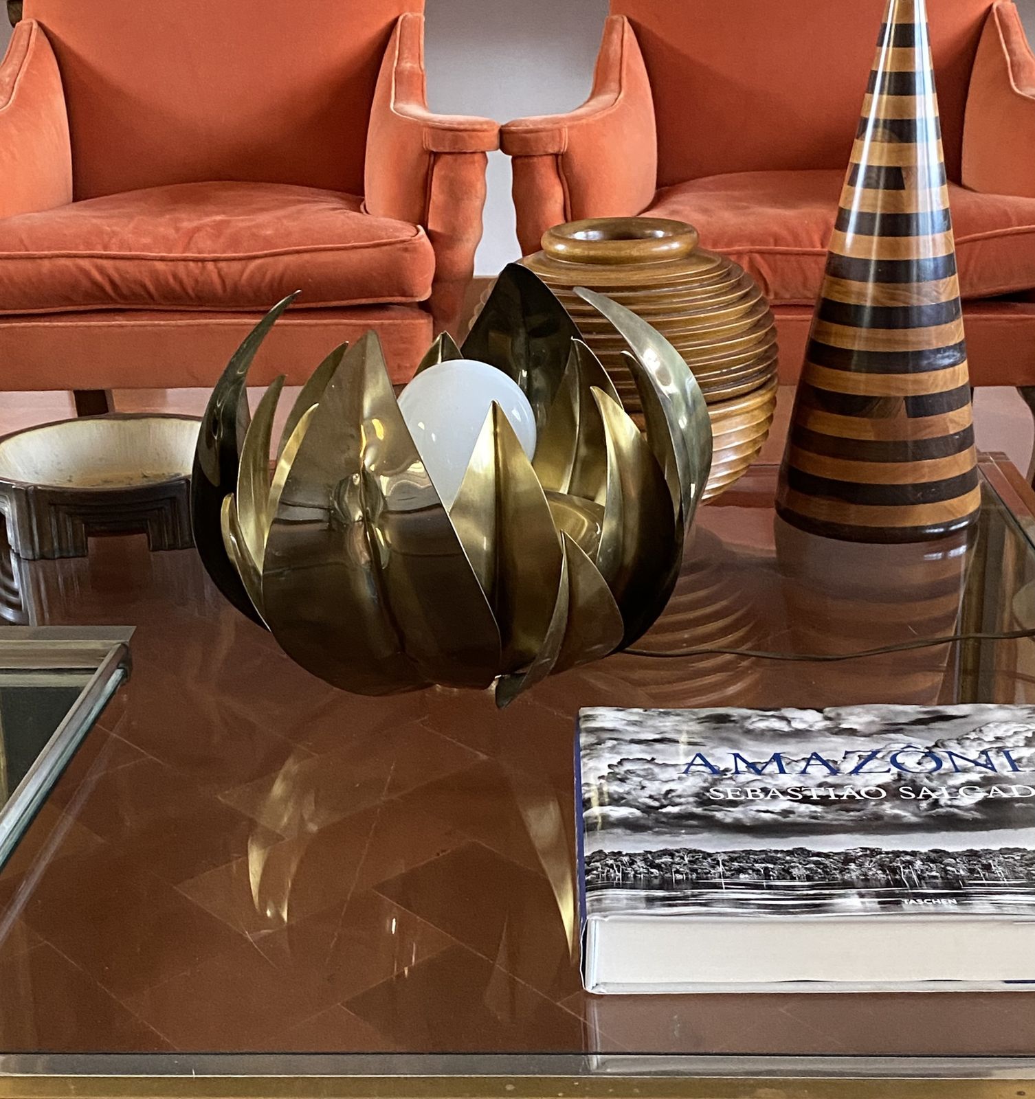 Lighting Lotus Flower Brass Floor/Table Lamp, Attr. Bottega Gadda, Italy, 1970 photo