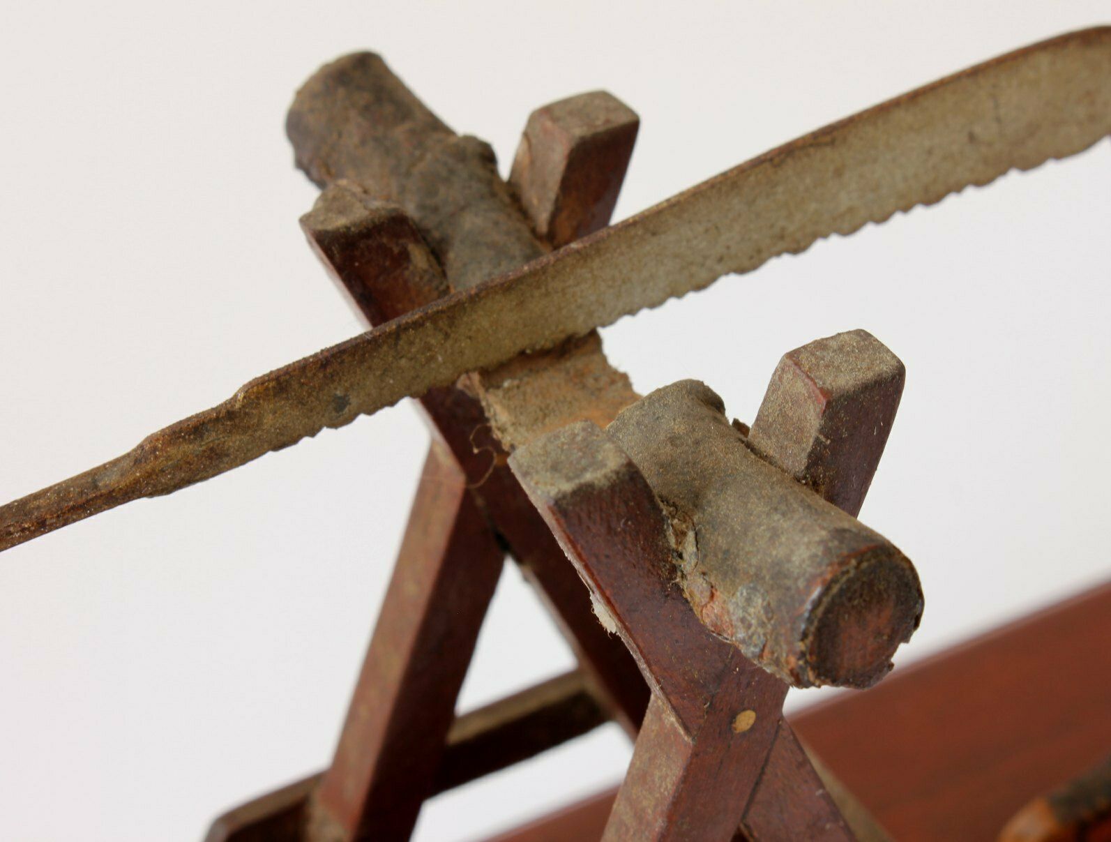 Home Decor Folk Art Wood Cutter Whirligig. Hand Made Wind Toy Sawing Man. 1932. photo