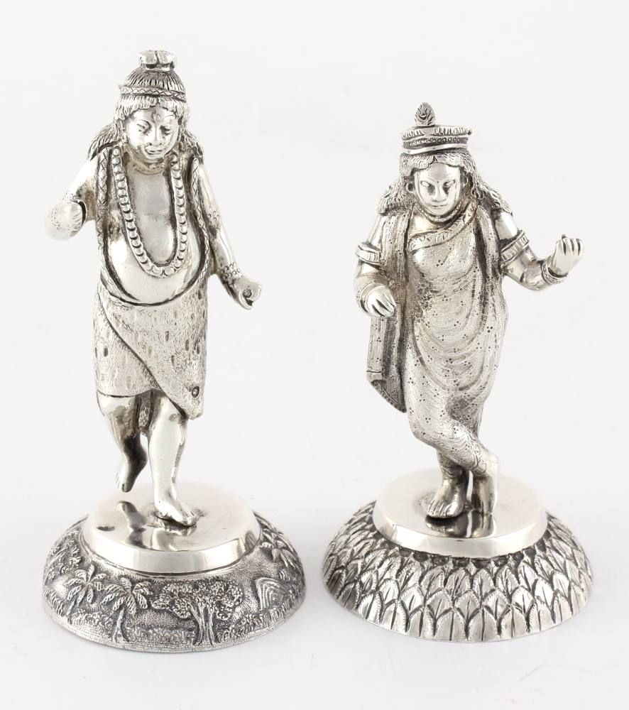 Indian Silver Figure Menu Holders. Photo Card Clips. Tp Dass Calcutta. C1880.