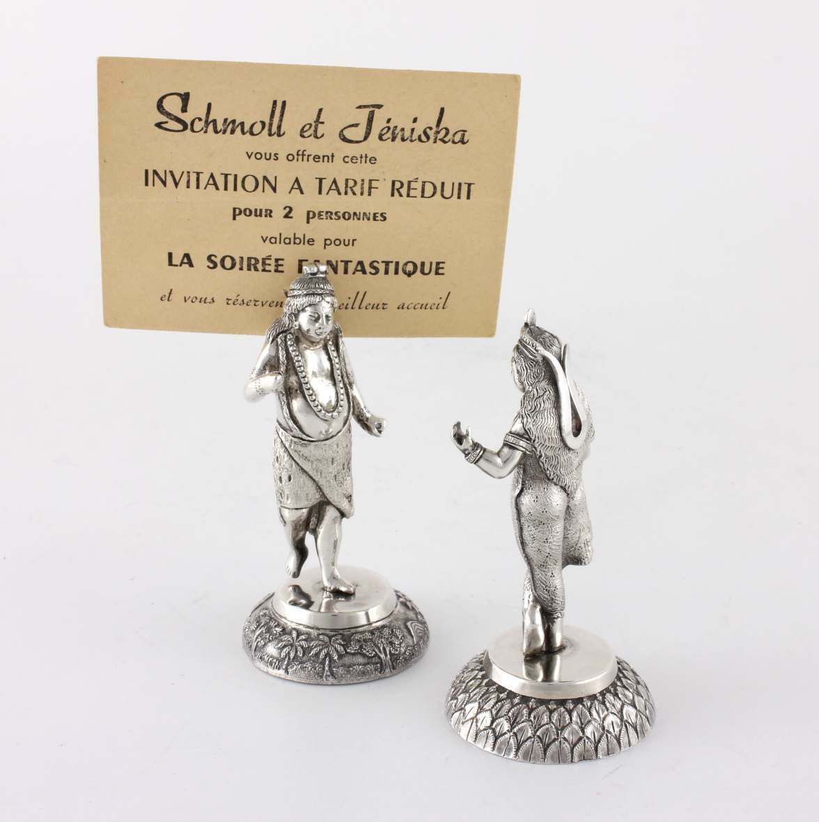 Indian Silver Figure Menu Holders. Photo Card Clips. Tp Dass Calcutta. C1880. photo furniture