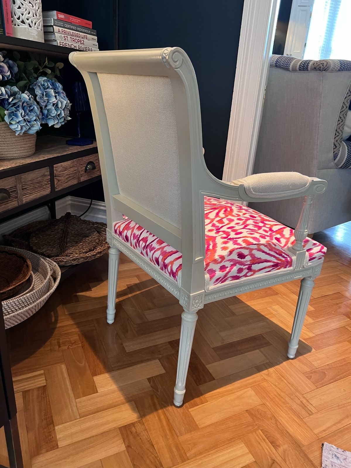 Carved Wood And Upholstery Armchair photo vintage
