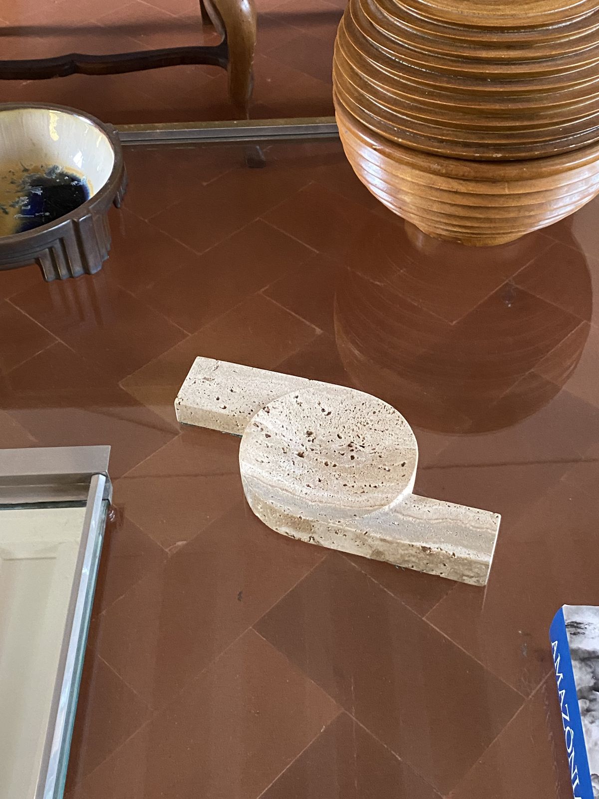 Brutalist Travertine Ashtray, Cerri Nestore, Italy, 1970s photo for sale