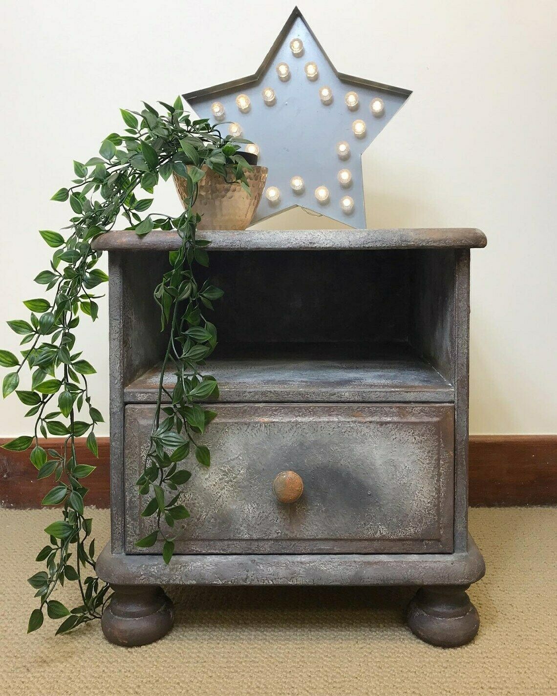 Rusty Metal Paint Effect Bedside Cabinet By Paint Kitchen photo furniture