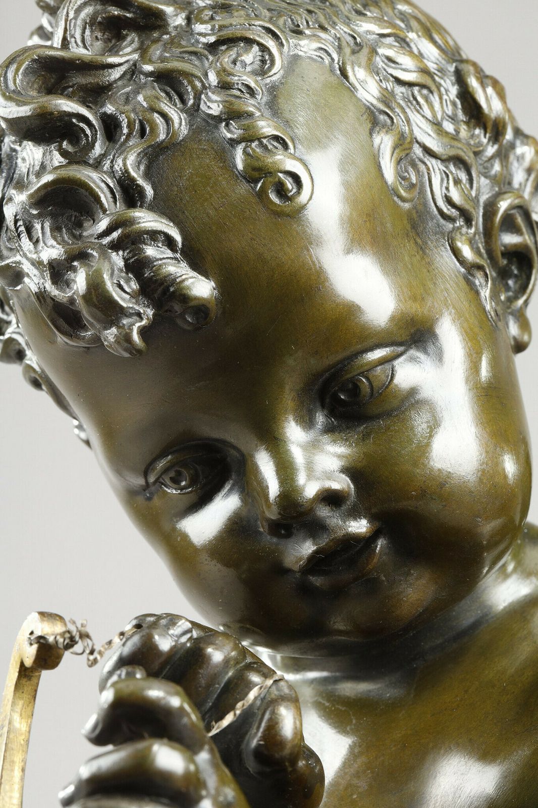 Art Bronze Of Cupid Bending His Bow, After Lemire (1741 1827) photo