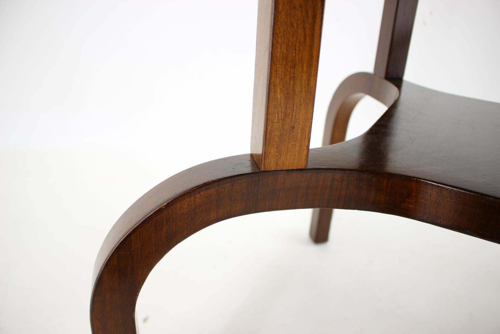 Furniture 1930s Restored Coffee Table In Walnut With Glass Top, Czechoslovakia photo