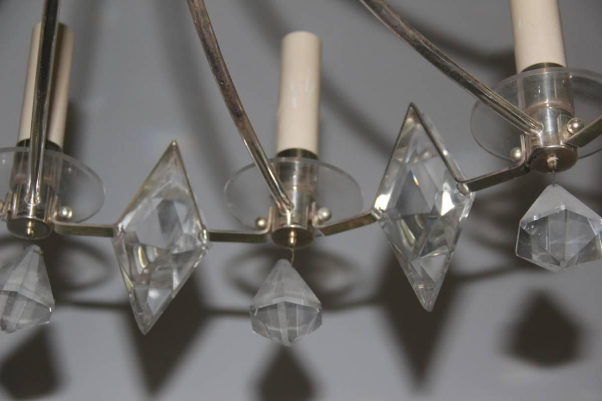Chandelier Crown, Sciolari Crystal Metal Midcentury Italian Design 1960  photo for sale