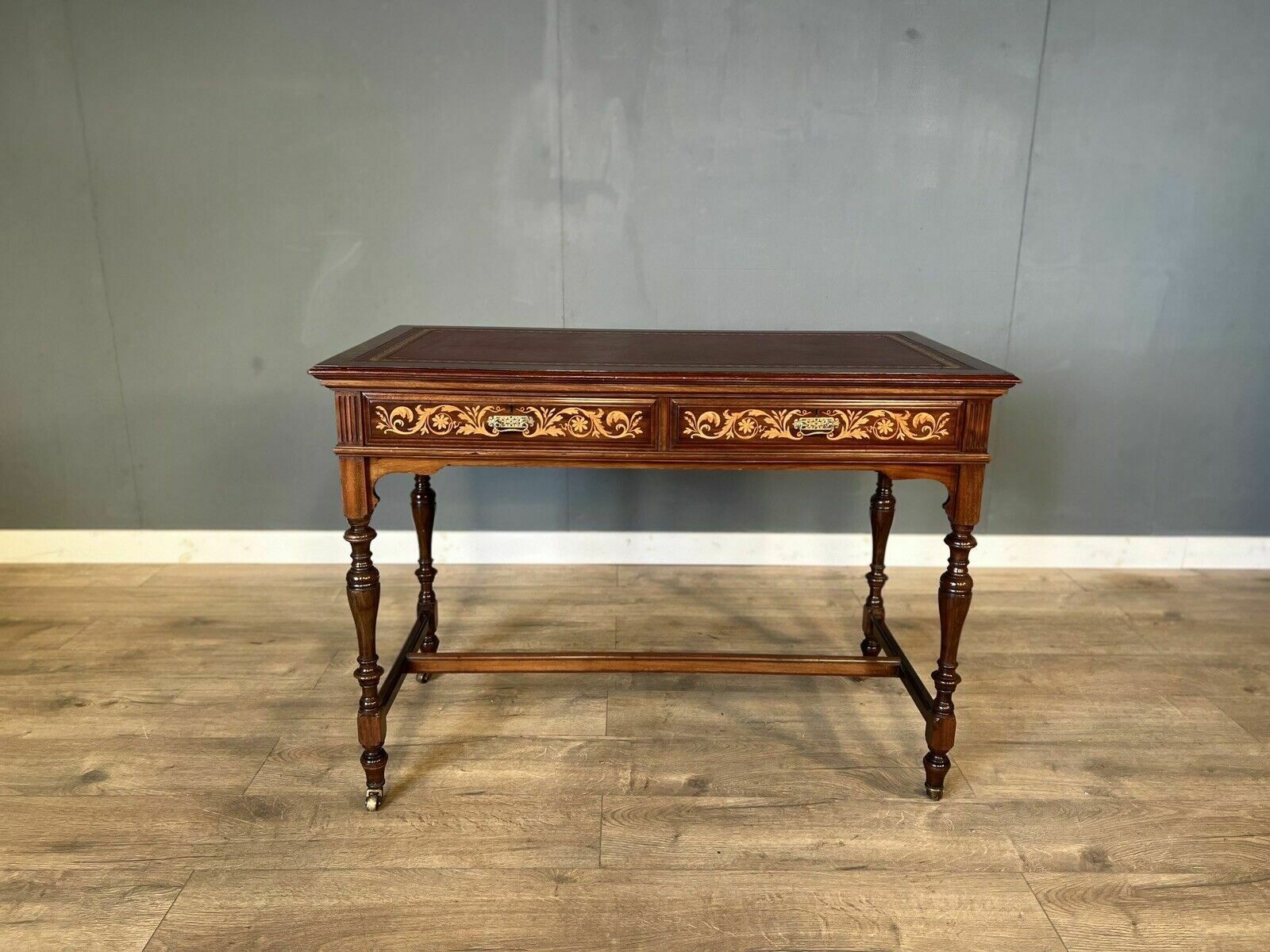 Late Victorian Inlaid Mahogany Gillows Of Lancaster Desk photo vintage