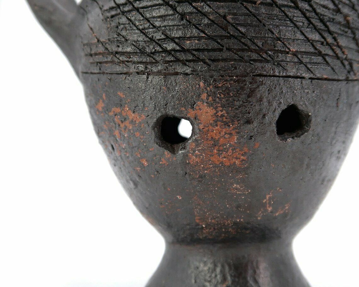 Sculptural African Terracotta Incense Burner, Vintage / Ceramic, Black, Wabi Sabi, Folk, Sculpture, Africa, Primitive, Tribal, Terra Cotta photo 183.0