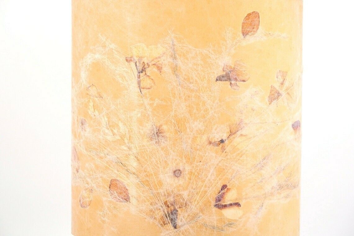 Wooden Table Lamp, Herbarium Shade With Dried Flowers, 1970s / Sphere, Ball, Minimalist, Boho Chic, Folk, Bohemian photo buy