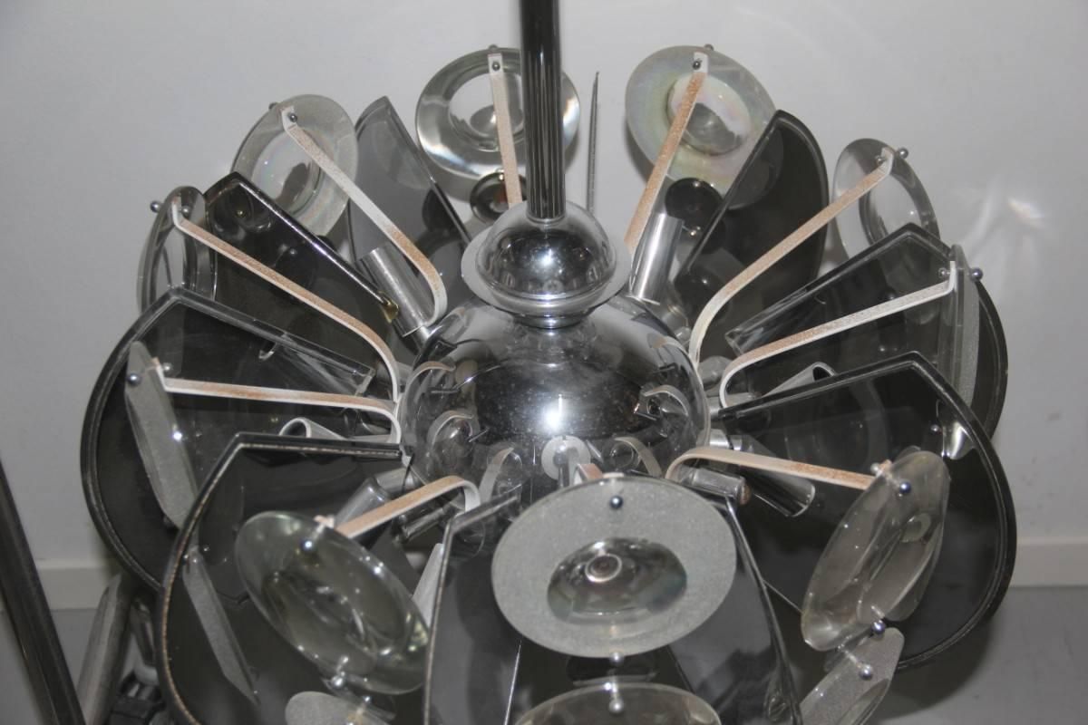 Chandeliers Steel Glasses, 1970s Italian Design Pop Art Torlasco photo vinterior