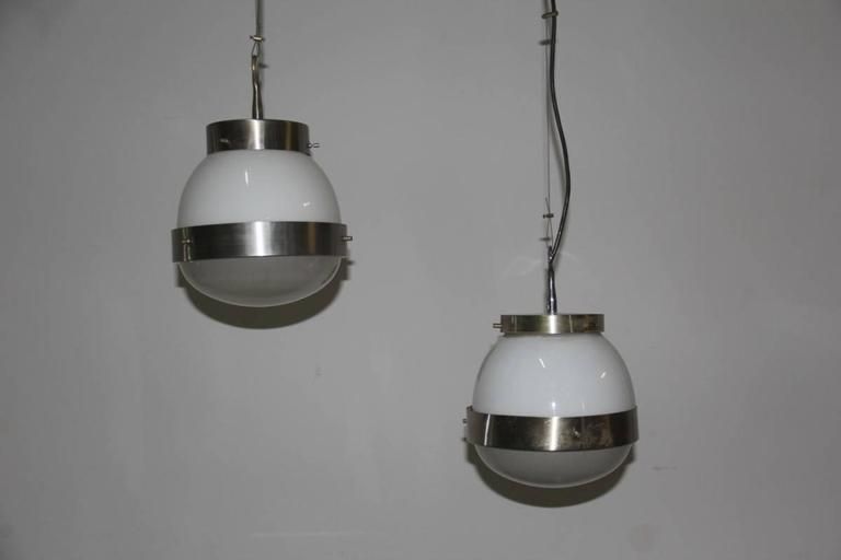 Pair Of Delta Ceiling Lamp Round Artemide Sergio Mazza Italian Design, 1960s photo furniture