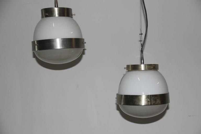 Pair Of Delta Ceiling Lamp Round Artemide Sergio Mazza Italian Design, 1960s photo vinterior