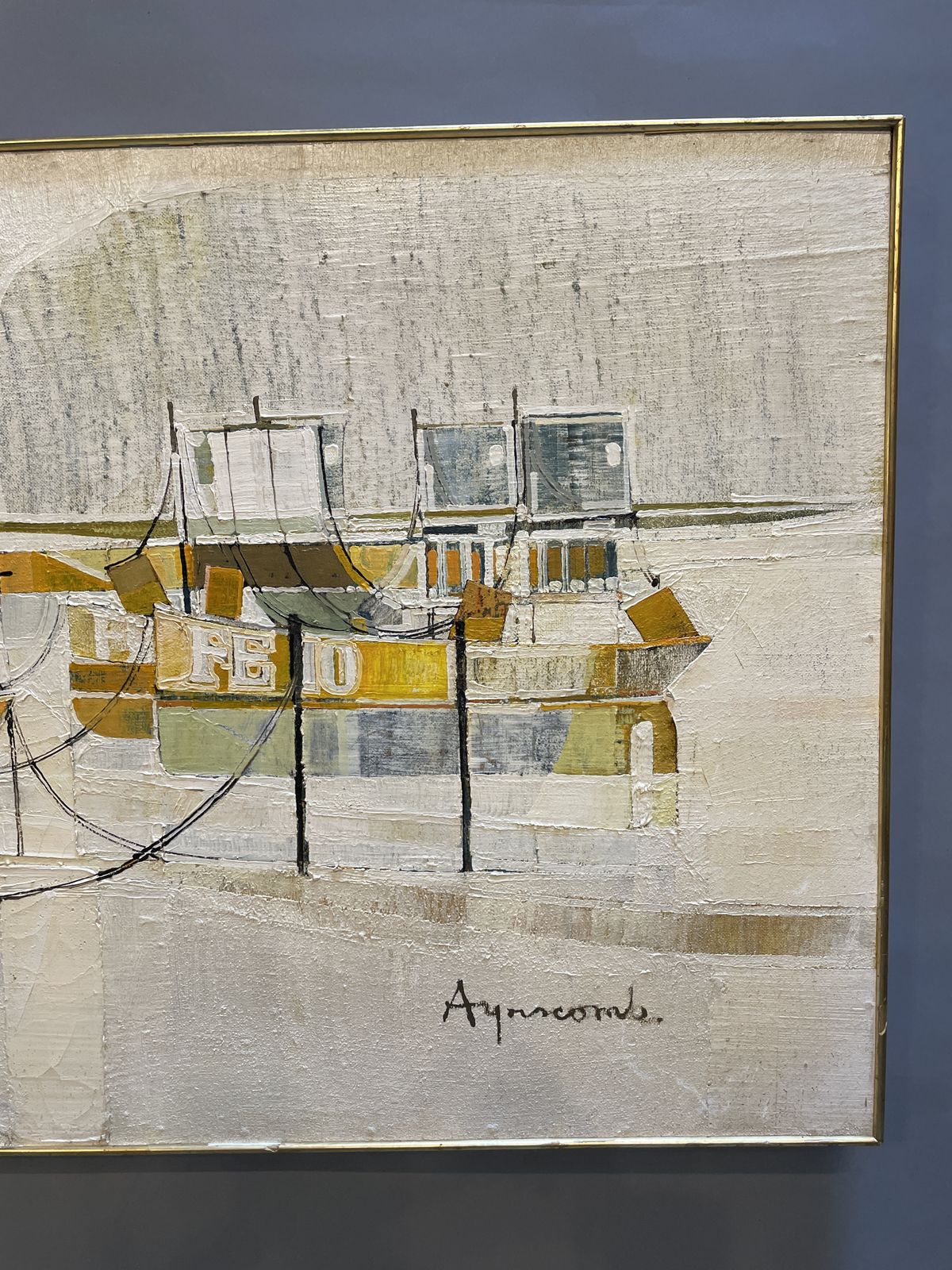 Oil On Board "Folkestone Harbour", Signed , Retailed Liberty & Co photo furniture