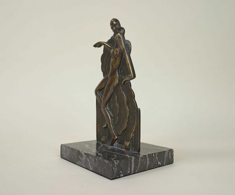 French Art Deco Bronze Of Dancing Nude Lady In The Manner Of Serge Aramoff photo vintage