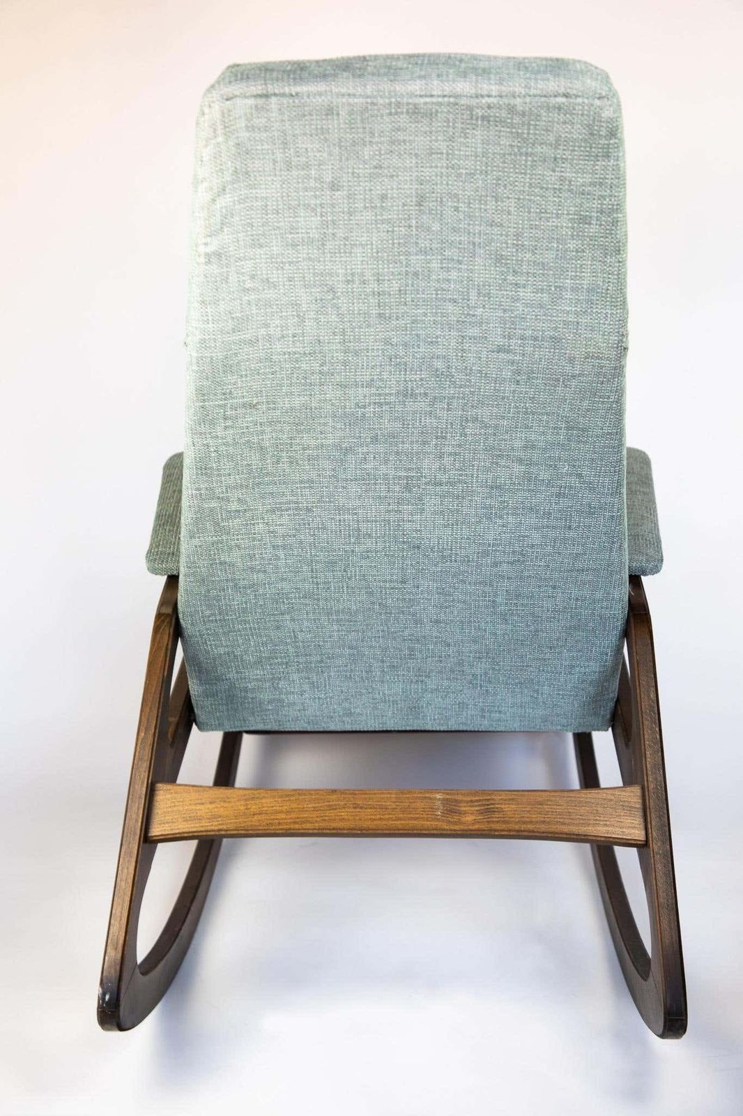 1190.0 Rocking Chair Made Of Solid Wood And Ice Blue Reupholstery, Italy 1960s, Mid Century photo