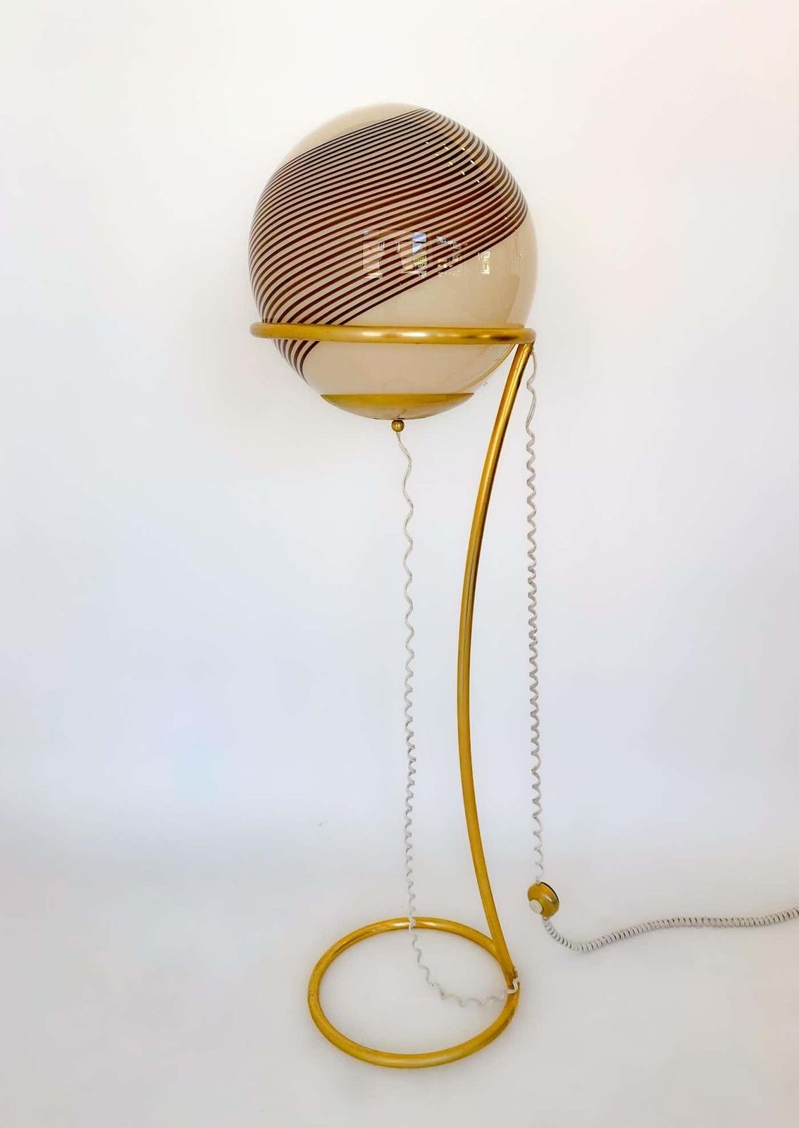 photo furniture Mid Century Modern Murano Glass And Brass Floor Lamp By Venini, Italy 1960s