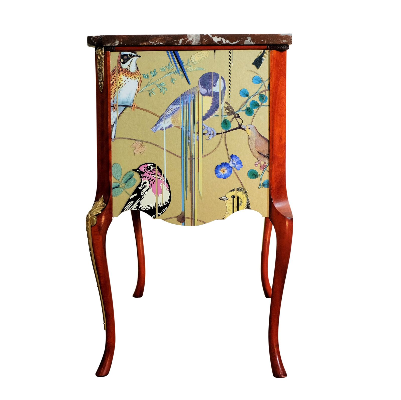 Louis XV Style Chest With Gold Birds Design And Marble Top photo 3000.0