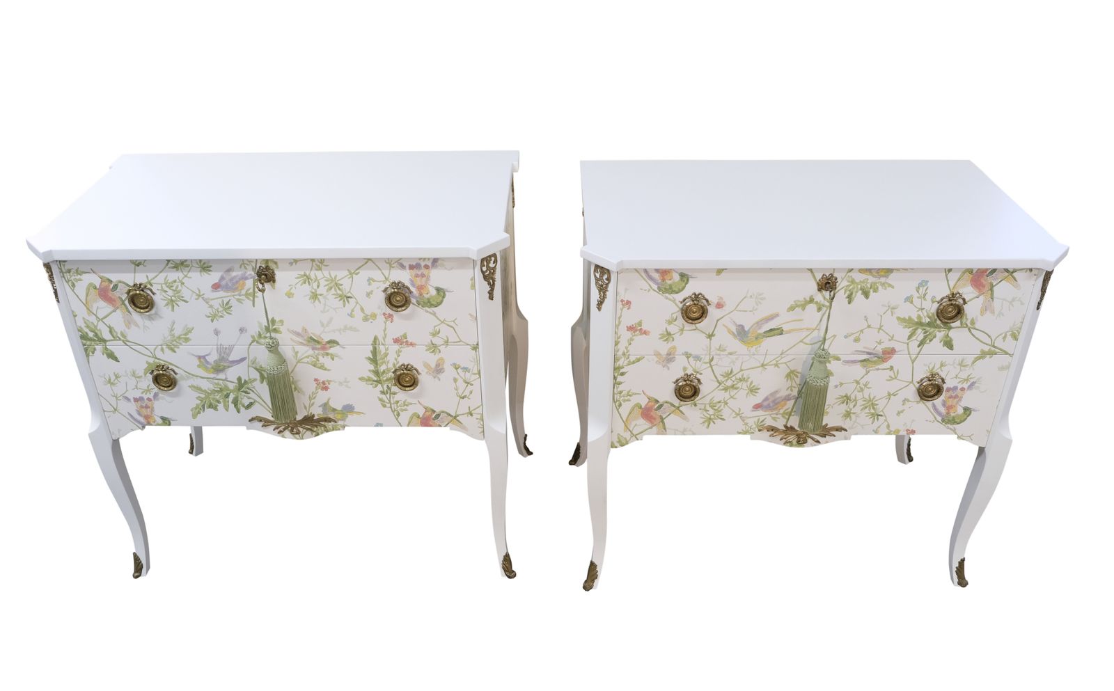 Pair Of Louis XV Style Chest With Floral Design And Marble Top photo 5000.0