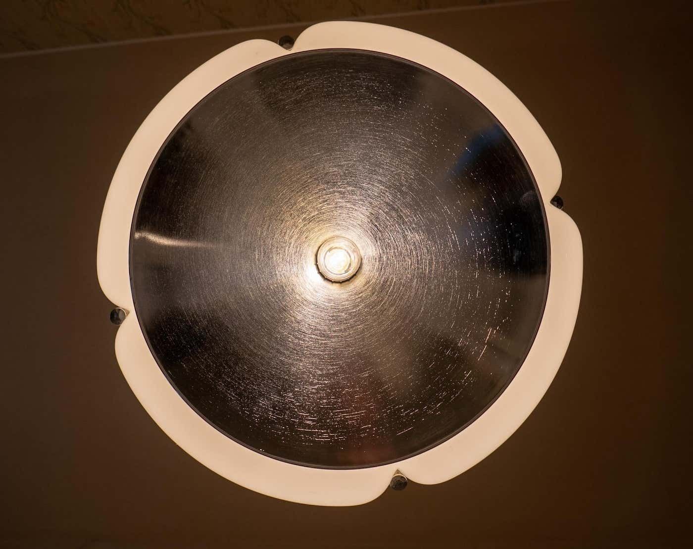 photo for sale Mid Century Modern White Pendant Quadrifoglio By Gae Aulenti, Italy, 1970s