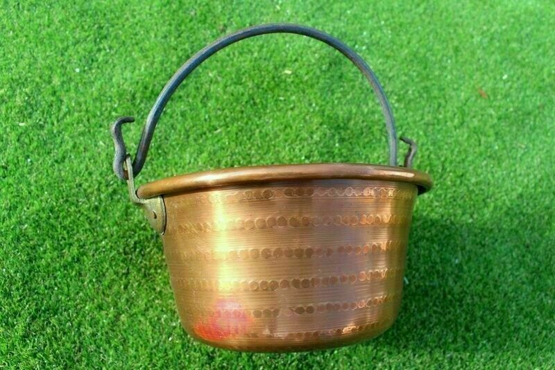 Antique Quality French Hammered Copper Pot/Planter/Jam 18th C 30 X 13 Cm photo 65.0