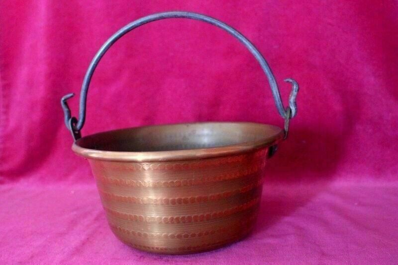 65.0 Antique Quality French Hammered Copper Pot/Planter/Jam 18th C 30 X 13 Cm photo