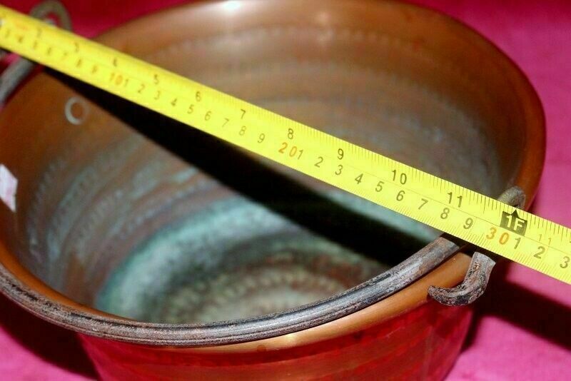 photo vintage Antique Quality French Hammered Copper Pot/Planter/Jam 18th C 30 X 13 Cm