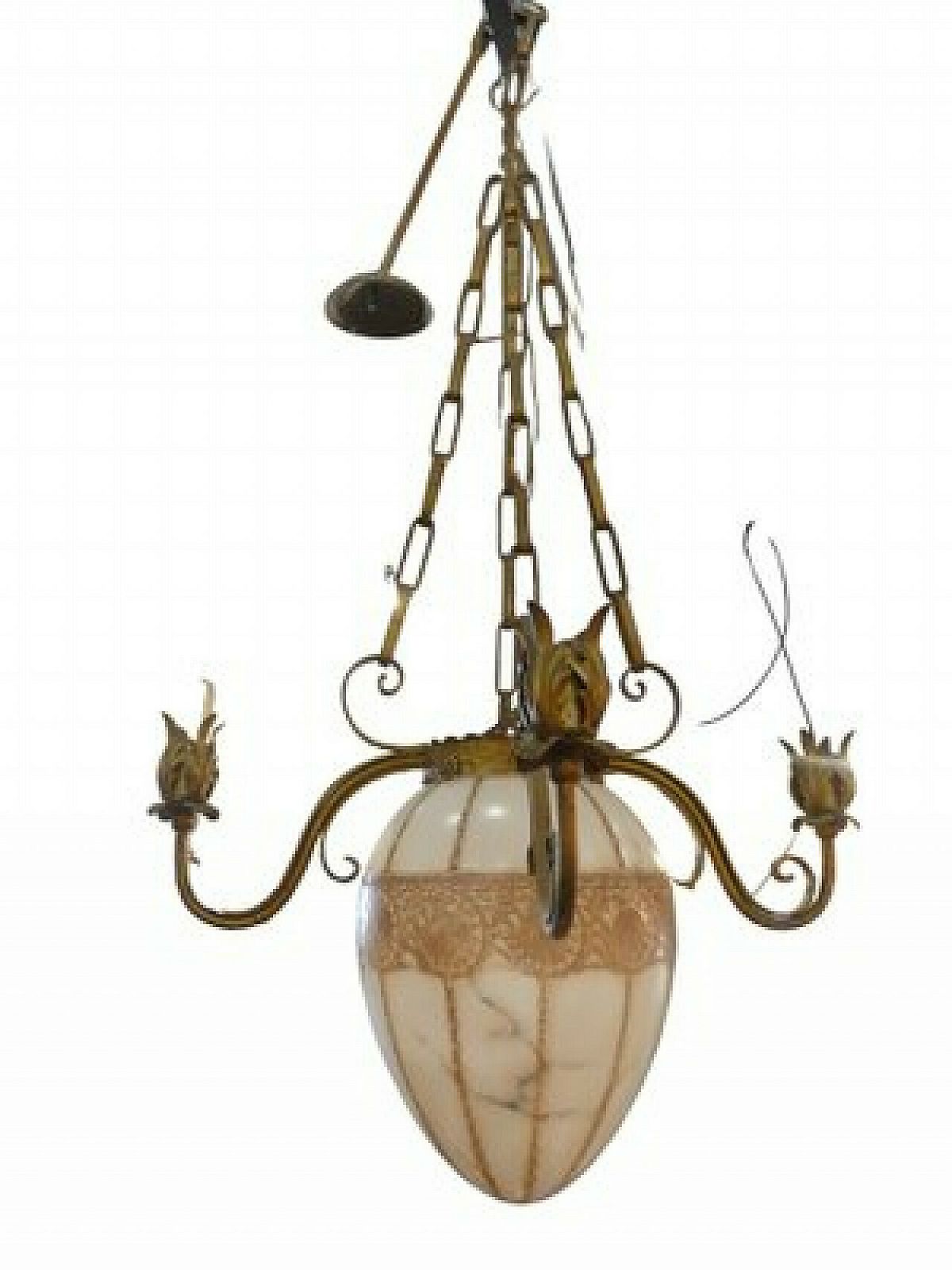 Gilded Wrought Iron And Glass Chandelier By Pier Luigi Colli, 1960s photo furniture