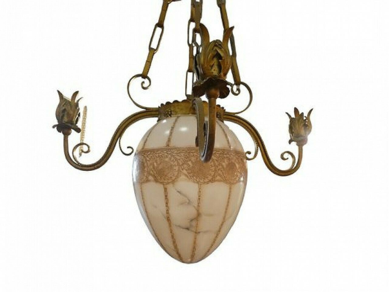 Gilded Wrought Iron And Glass Chandelier By Pier Luigi Colli, 1960s photo for sale