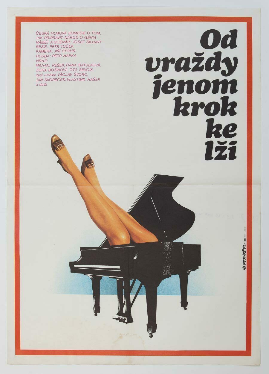 Original Film Poster, Just A Step From A Murder To A Lie, Alexej Jaroš, 1982, Genuine Czech Vintage Print