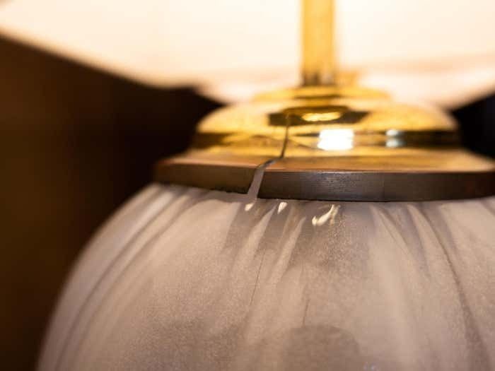 Lighting Hollywood Regency Tommaso Barbi Table Lamp, Ceramic, Murano Glass, Italy 1970s photo