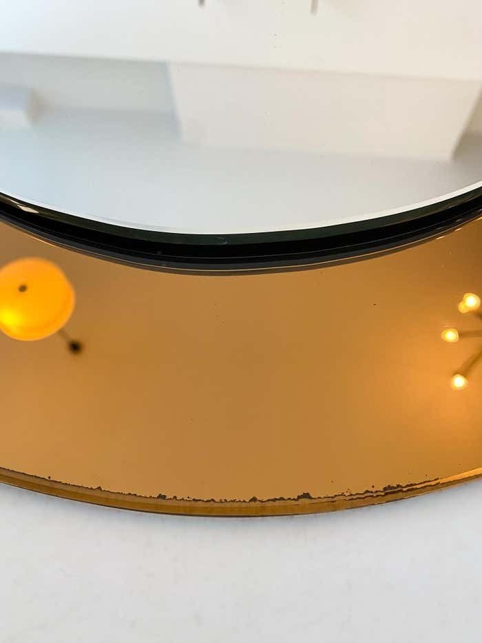 Brown Oval Glass Wall Mirror, Mid Century Modern, Italy, 1970s photo buy