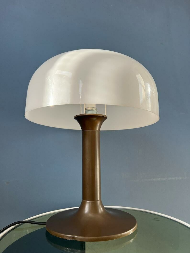 Brown And White Space Age Mid Century Mushroom Table Lamp photo 342.0
