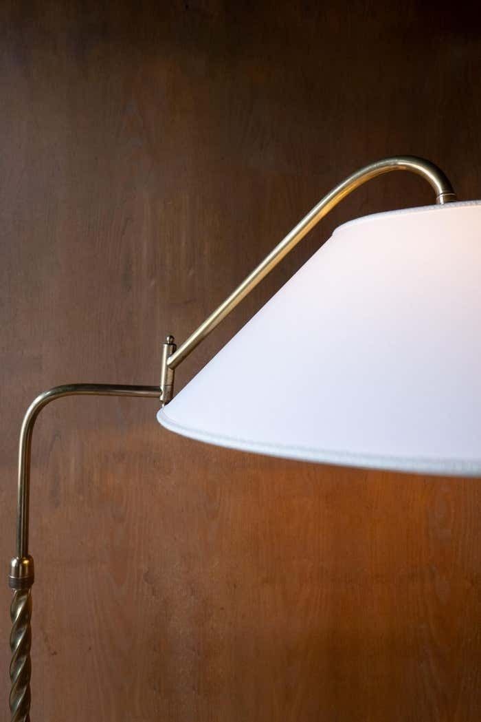 Mid Century Modern Brass Marble Adjustable Arm Floor Lamp, Italy 1950s photo Lighting