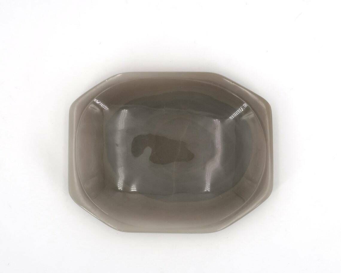 Grey Agate Stone Ring Dish, 1970s / Brown Grey, Carved Stone, Boho Chic, Folk, Bohemian, Bowl, Ashtray