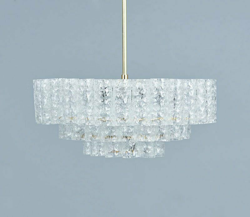 Glass And Brass Chandelier From Doria Leuchten 1960s photo Lighting